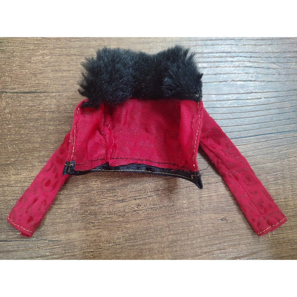 Fashion Fever Barbie Red Jacket Black Faux Fur Trim Z33